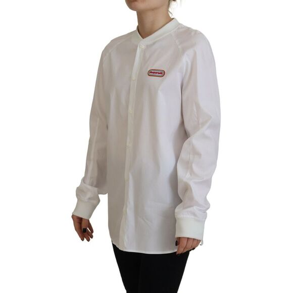Dsquared² White Cotton Button Down Long Sleeves Crewneck Women's Top (Pre-Owned) - Picture 2 of 4